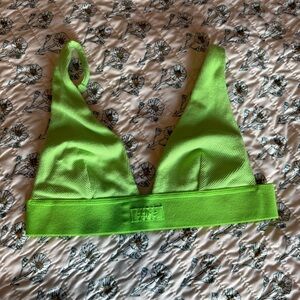 SKIMS Cotton Rib Plunge Green Bralette